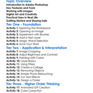 Adobe Photoshop Essentials Worksheet Activity Booklet