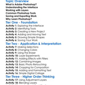 Adobe Photoshop Introduction Worksheet Activity Booklet