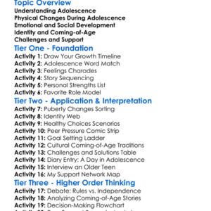 Adolescence And Coming-Of-Age Worksheet Activity Booklet