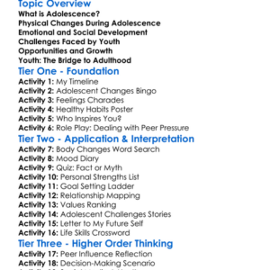 Adolescence And Youth Worksheet Activity Booklet