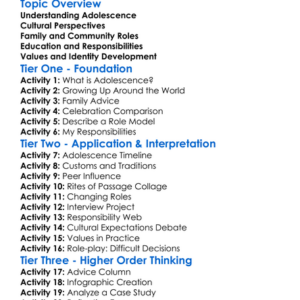 Adolescence In Different Cultures Worksheet Activity Booklet