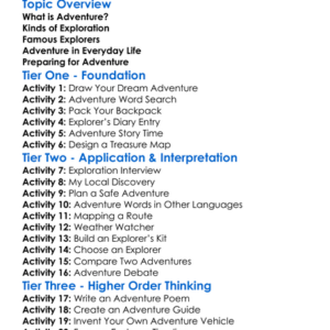 Adventure And Exploration Worksheet Activity Booklet