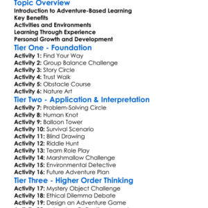 Adventure-Based Learning Worksheet Activity Booklet