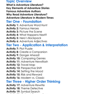 Adventure Literature Worksheet Activity Booklet