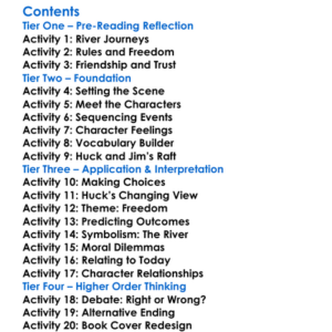 Adventures Of Huckleberry Finn Mark Twain Worksheet Activity Booklet