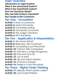 Adversarial And Inquisitorial Systems Worksheet Activity Booklet