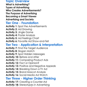 Advertising Analysis Worksheet Activity Booklet
