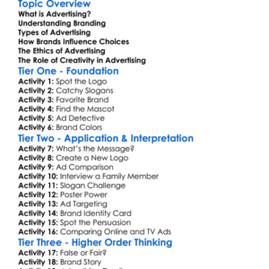 Advertising And Branding Worksheet Activity Booklet