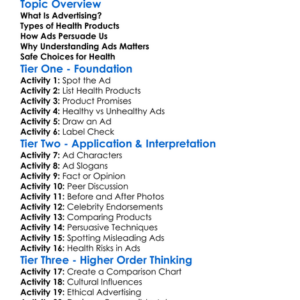 Advertising And Health Products Worksheet Activity Booklet