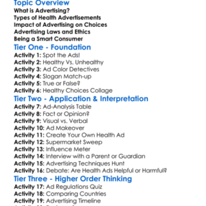 Advertising And Health Worksheet Activity Booklet
