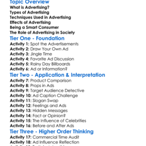Advertising And Its Effects Worksheet Activity Booklet