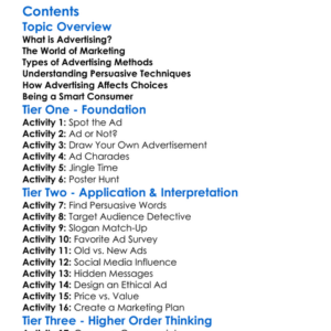 Advertising And Marketing Influences Worksheet Activity Booklet