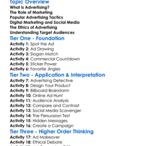 Advertising And Marketing Tactics Worksheet Activity Booklet