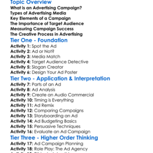Advertising Campaigns Worksheet Activity Booklet
