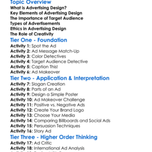 Advertising Design Fundamentals Worksheet Activity Booklet