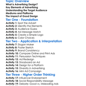 Advertising Design Worksheet Activity Booklet