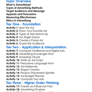Advertising Methods Worksheet Activity Booklet