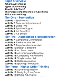 Advertising Worksheet Activity Booklet