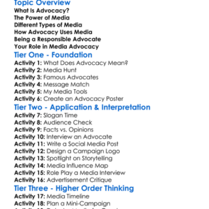 Advocacy Through Media Worksheet Activity Booklet