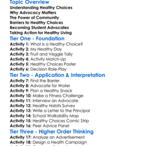 Advocating For Healthy Choices Worksheet Activity Booklet