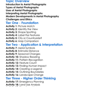 Aerial Photographs Worksheet Activity Booklet