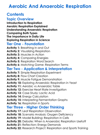 Aerobic And Anaerobic Respiration Worksheet Activity Booklet