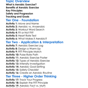 Aerobic Exercise Principles Worksheet Activity Booklet