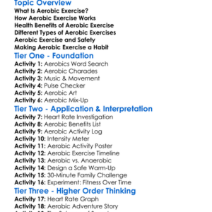 Aerobic Exercise Worksheet Activity Booklet
