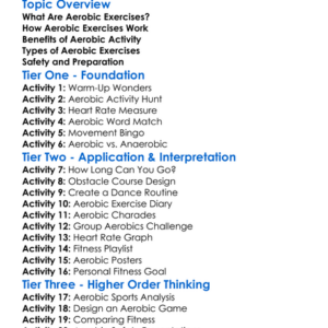 Aerobic Exercises Worksheet Activity Booklet