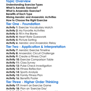 Aerobic Vs Anaerobic Exercise Worksheet Activity Booklet