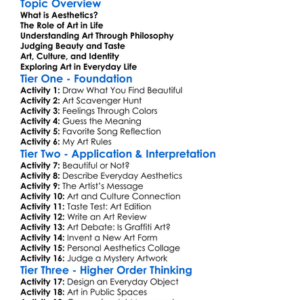 Aesthetics And Philosophy Of Art Worksheet Activity Booklet