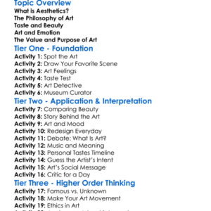 Aesthetics And The Philosophy Of Art Worksheet Activity Booklet
