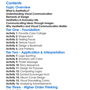 Aesthetics And Visual Communication Worksheet Activity Booklet