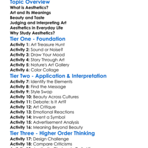 Aesthetics Philosophy Of Art Worksheet Activity Booklet