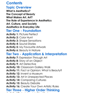 Aesthetics The Philosophy Of Art And Beauty Worksheet Activity Booklet