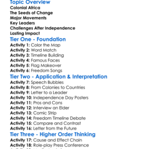 African Independence Movements Worksheet Activity Booklet