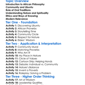 African Philosophy Worksheet Activity Booklet