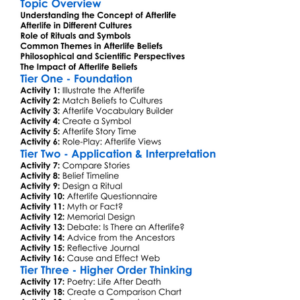 Afterlife Worksheet Activity Booklet
