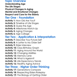 Age And Aging Worksheet Activity Booklet