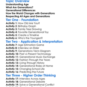 Age And Generational Change Worksheet Activity Booklet