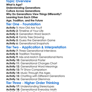 Age And Generational Culture Worksheet Activity Booklet