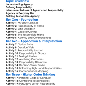 Agency And Responsibility Worksheet Activity Booklet