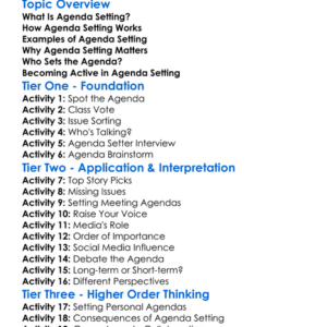 Agenda Setting Worksheet Activity Booklet