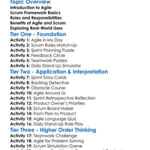 Agile And Scrum Methodologies Worksheet Activity Booklet