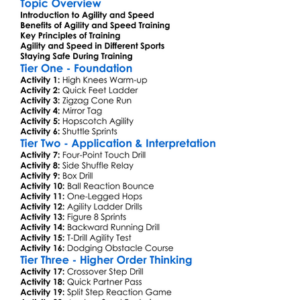 Agility And Speed Training Worksheet Activity Booklet