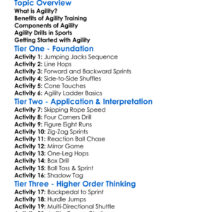 Agility Drills Worksheet Activity Booklet