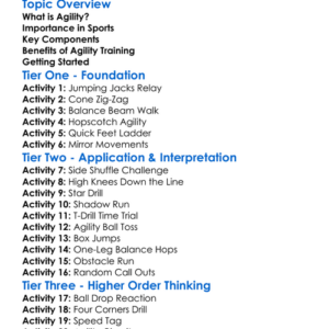 Agility Training Worksheet Activity Booklet