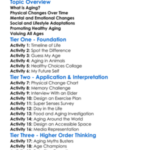 Aging And Age-Related Changes Worksheet Activity Booklet