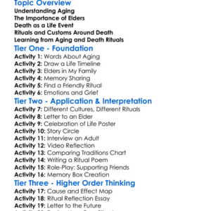 Aging And Death Rituals Worksheet Activity Booklet