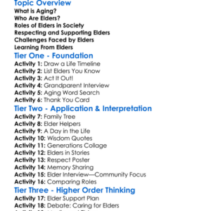 Aging And Elder Roles Worksheet Activity Booklet